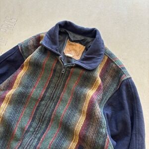 Vintage 90s Striped Wool Blend Bomber Jacket